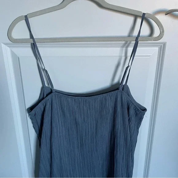 New! Madewell The Goldie Dress in Plissé Teapot Blue nwt 18959